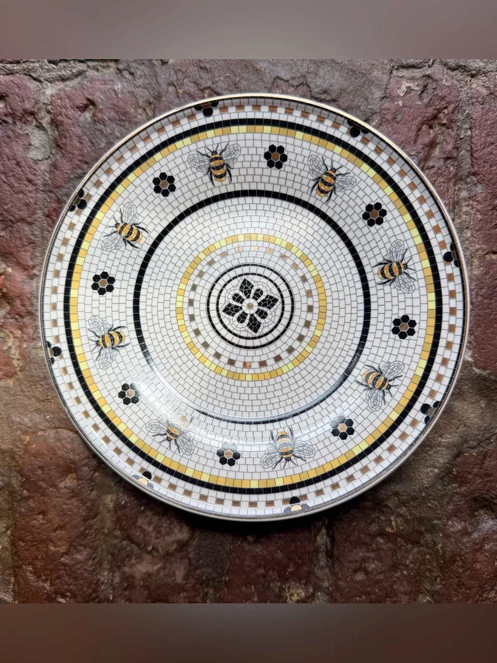 Anthropologie bistro tile stoneware dessert plate garden edition set of 4